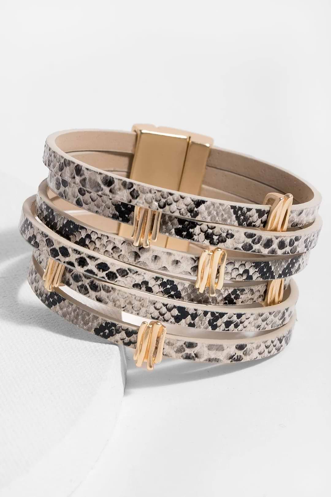 Penina Leather Bracelet Blanche Dalmond