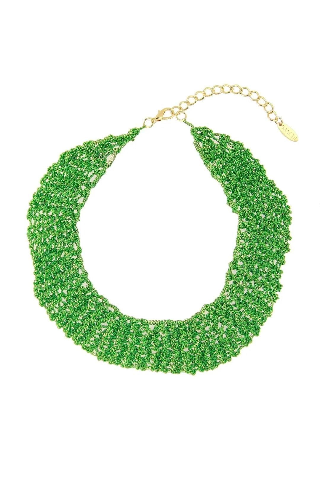 Crochet Chain Short Necklace Lime Green