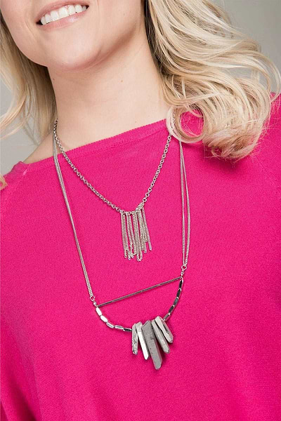 Boho Layered Chain Necklace Silver