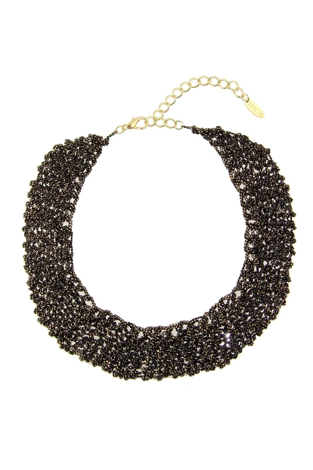 Crochet Chain Short Necklace Black