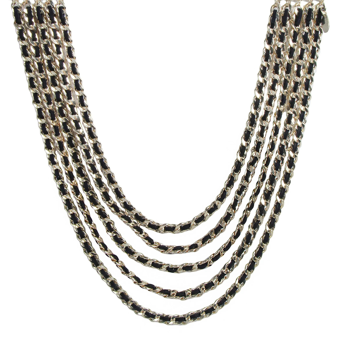 Leather Chain Necklace Black