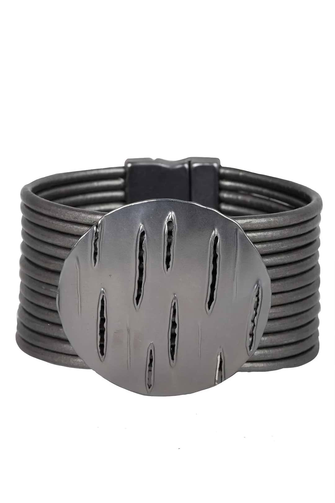 Slash Leather Bracelet Dimgray