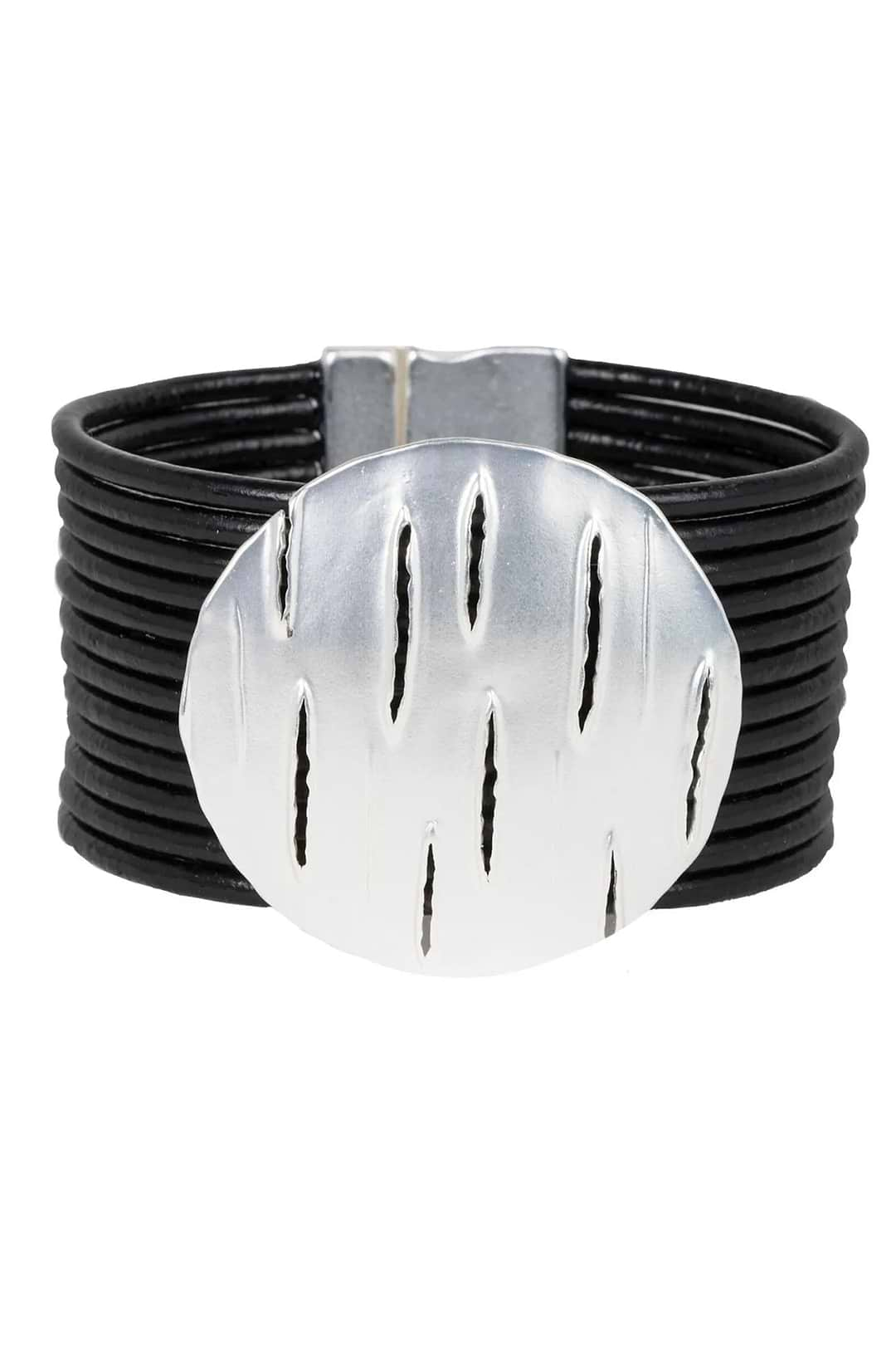 Slash Leather Bracelet Black