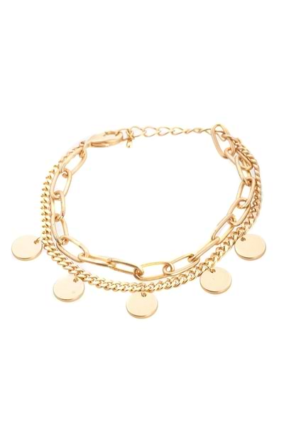 Golden Chain Link Charm Bracelet - SAACHI