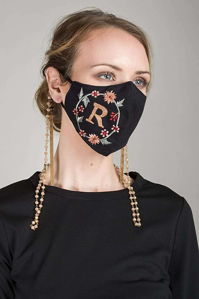 Beaded Lariat Covertible Mask Chain Linen
