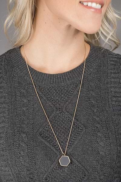 Kiera Long Pendant Adjustable Necklace Slate Gray