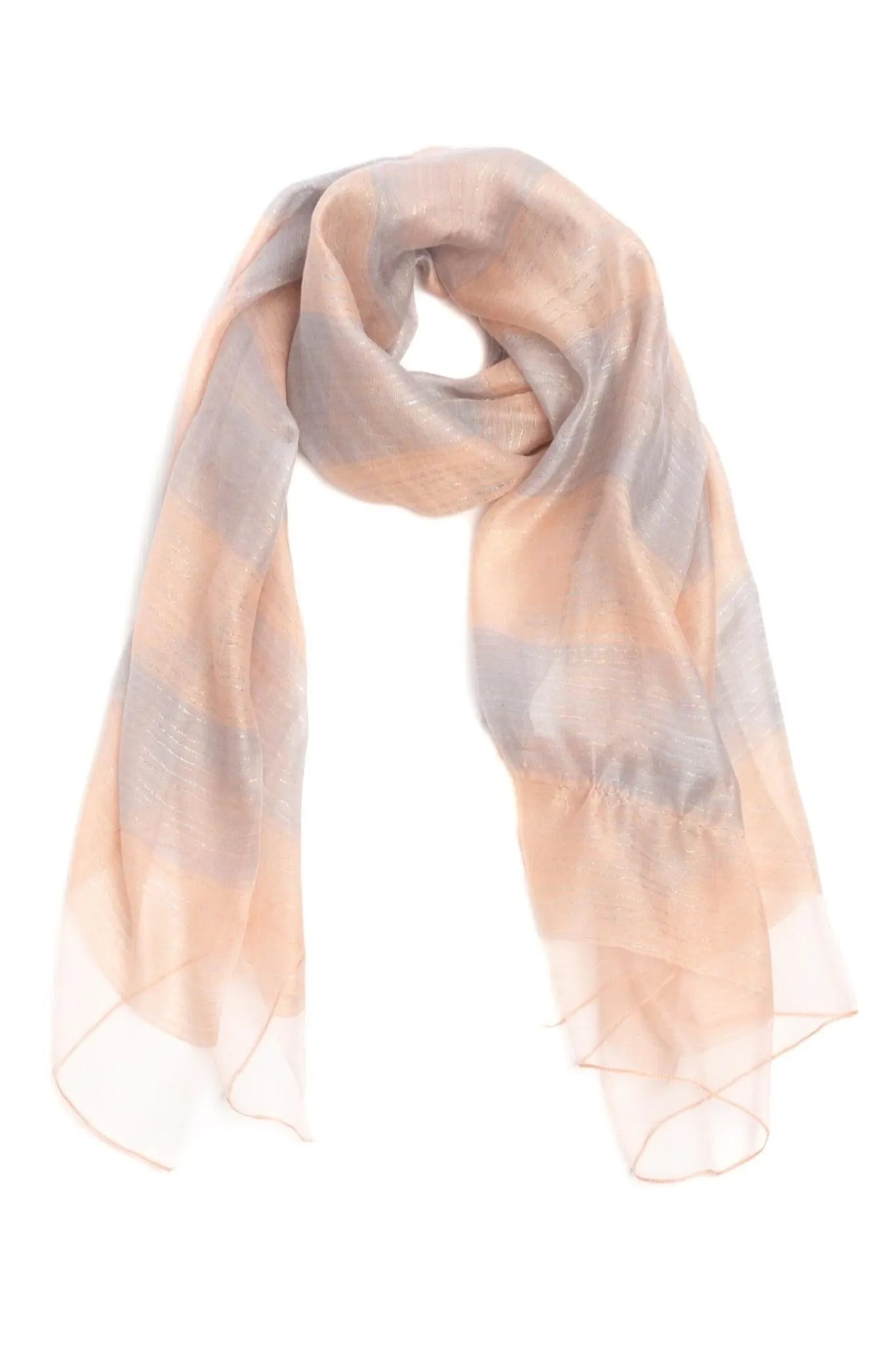 Silk Wool Shimmering Striped Scarf Peachpuff