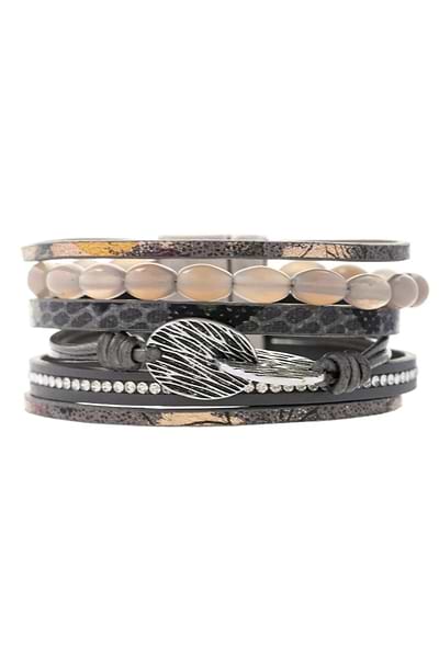 Agate Beaded Leather Bracelet - SAACHI