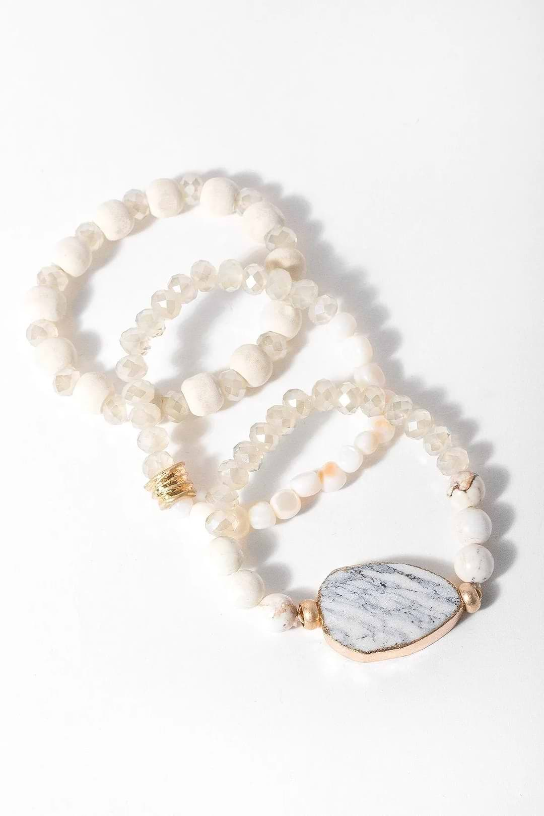 Marble Bracelet Set White