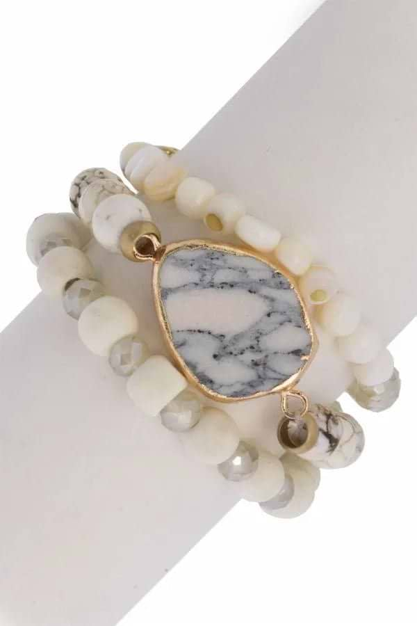 Marble Bracelet Set White