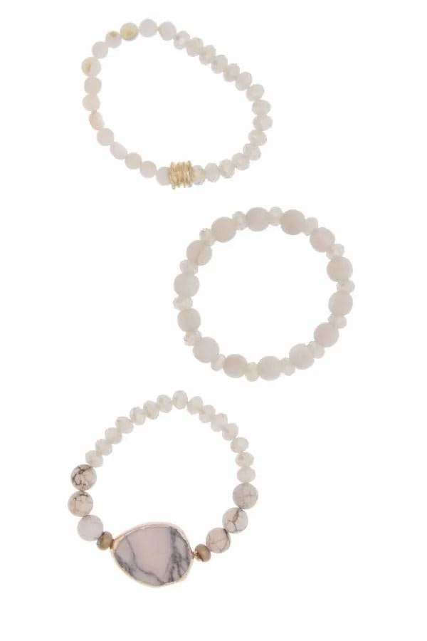 Marble Bracelet Set White