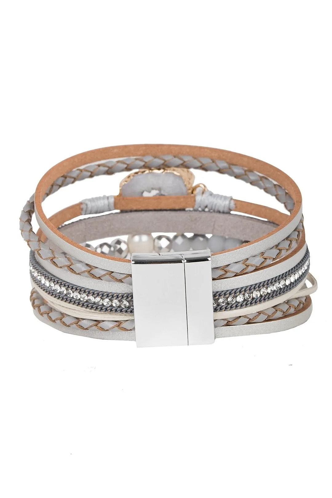 Callisto Leather Bracelet Gray