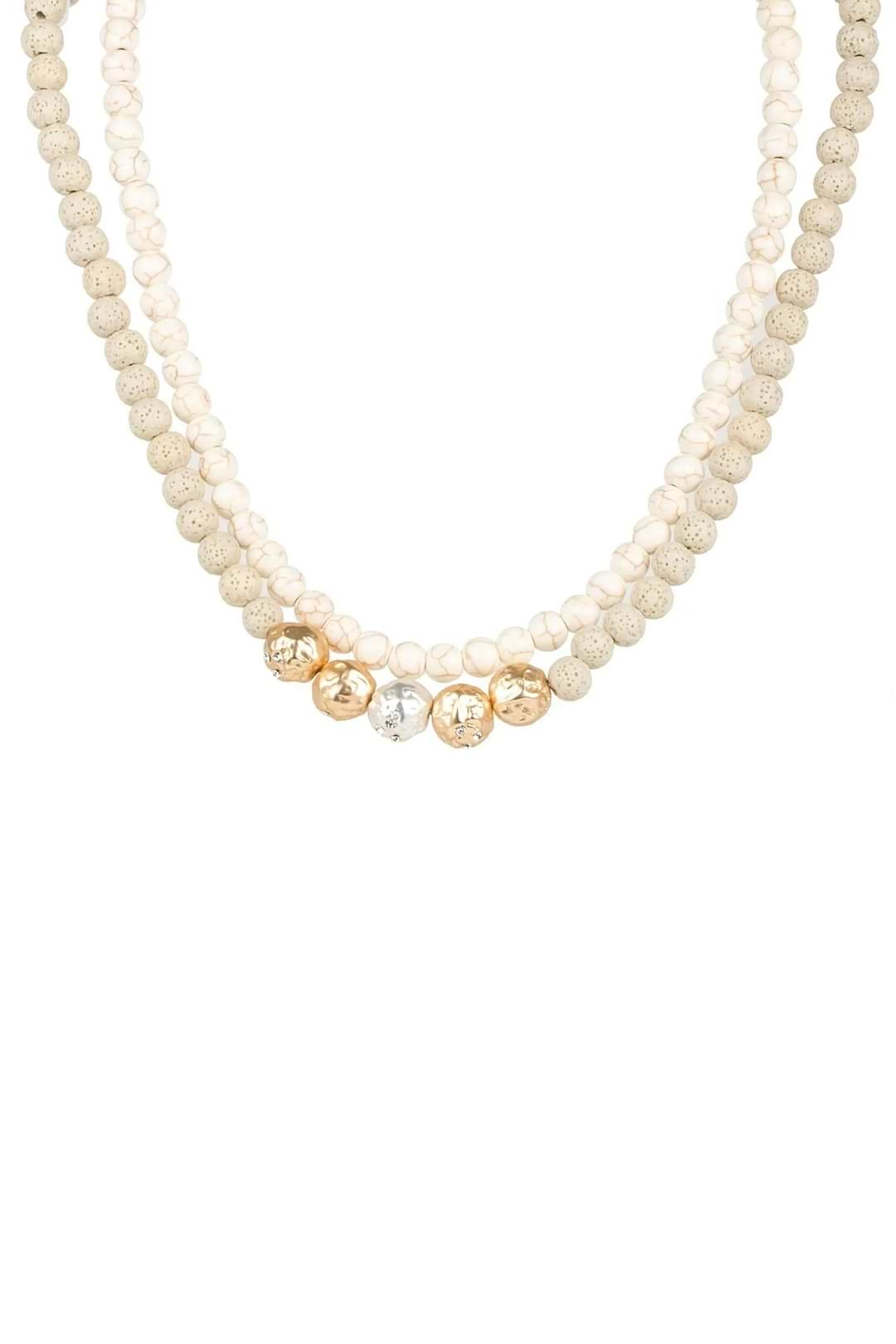 Dohara Beaded Layered Necklace Linen