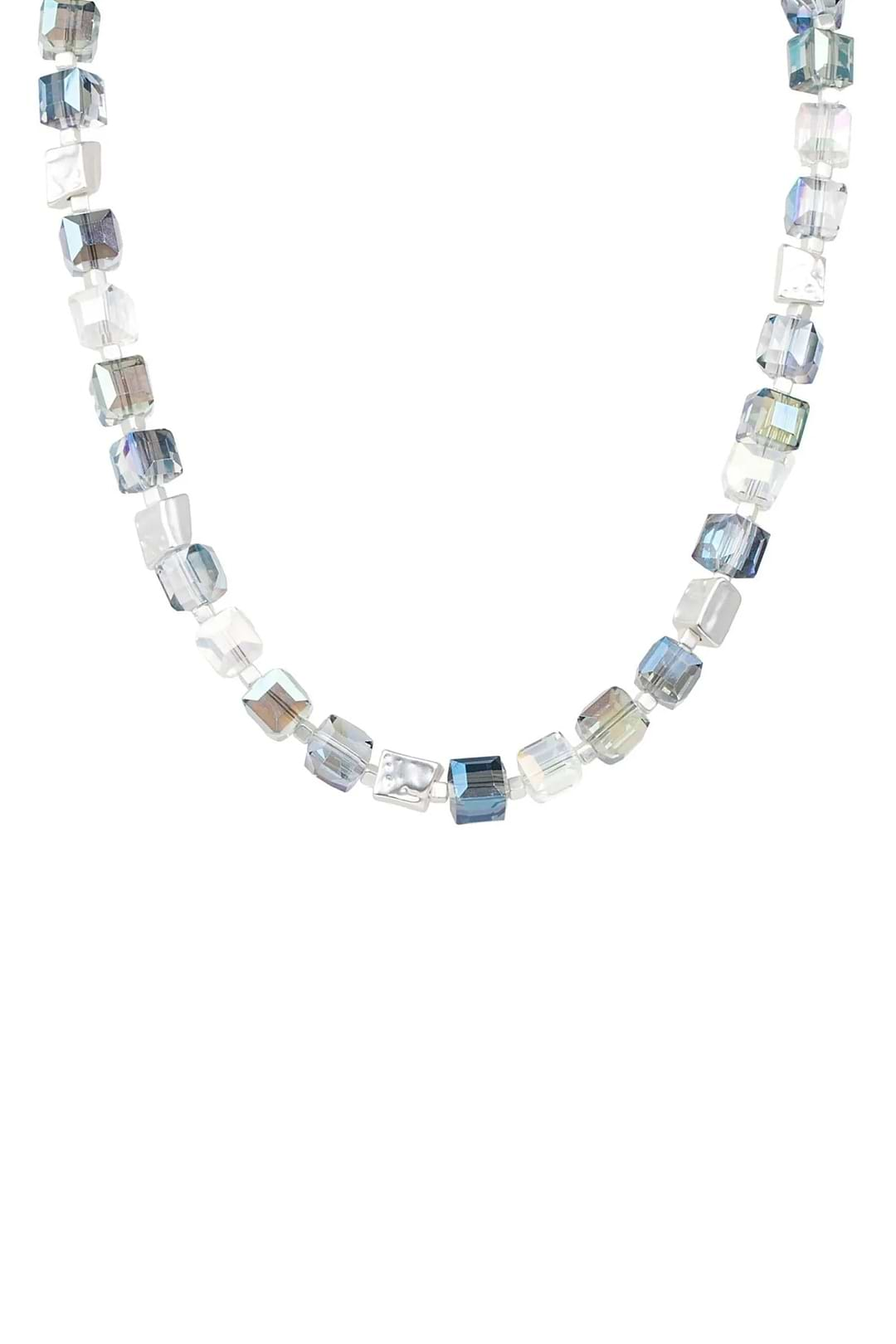 Faceted Bead and Stone Necklace Blue