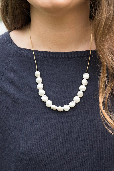 Motee Long Pearl Necklace White