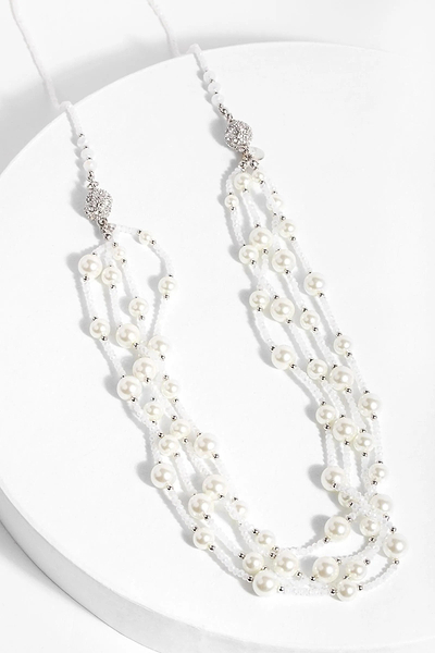 Convertible Layer Pearl Necklace White