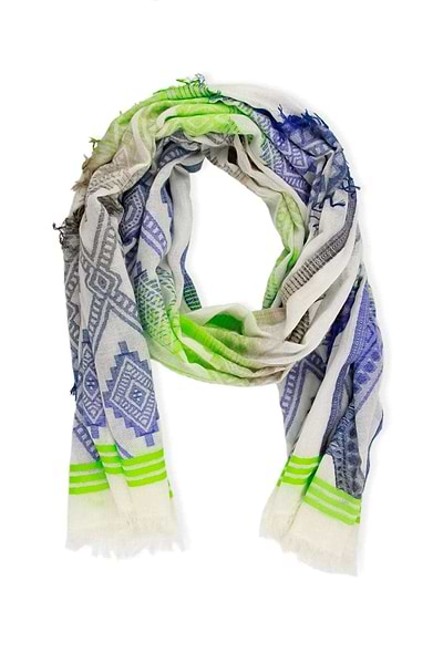 Abstract Tie Dye Diamond Scarf Lime
