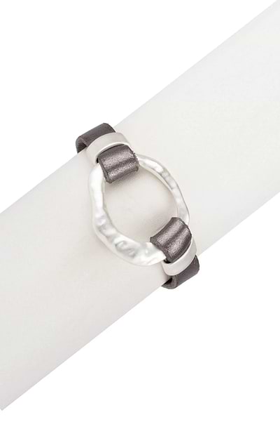 Hammered Metal Leather Bracelet - SAACHI