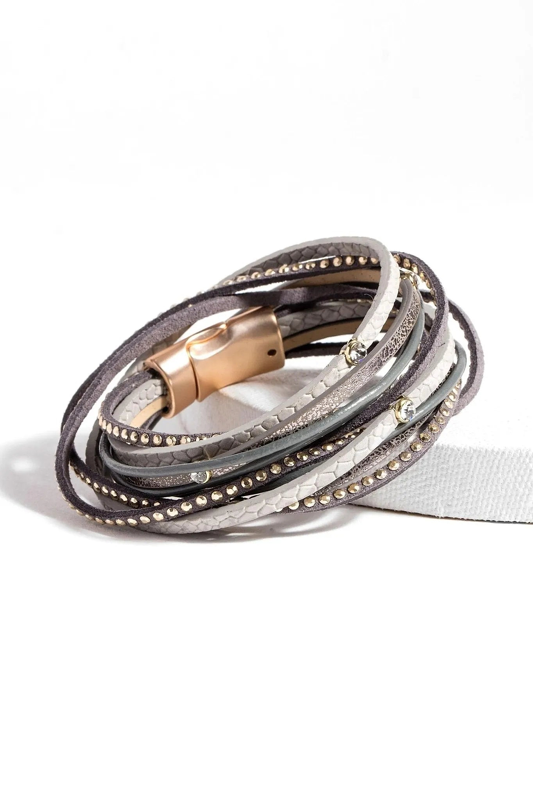 Segovia Double Wrap Leather Bracelet Darkgray