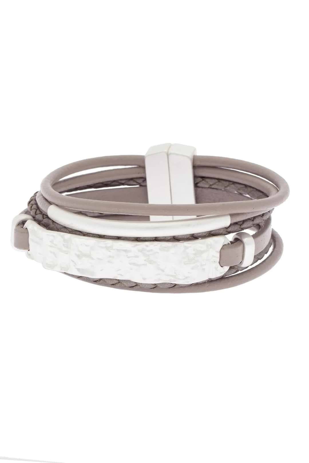 Unpaved Bar Leather Bracelet Rosy Brown