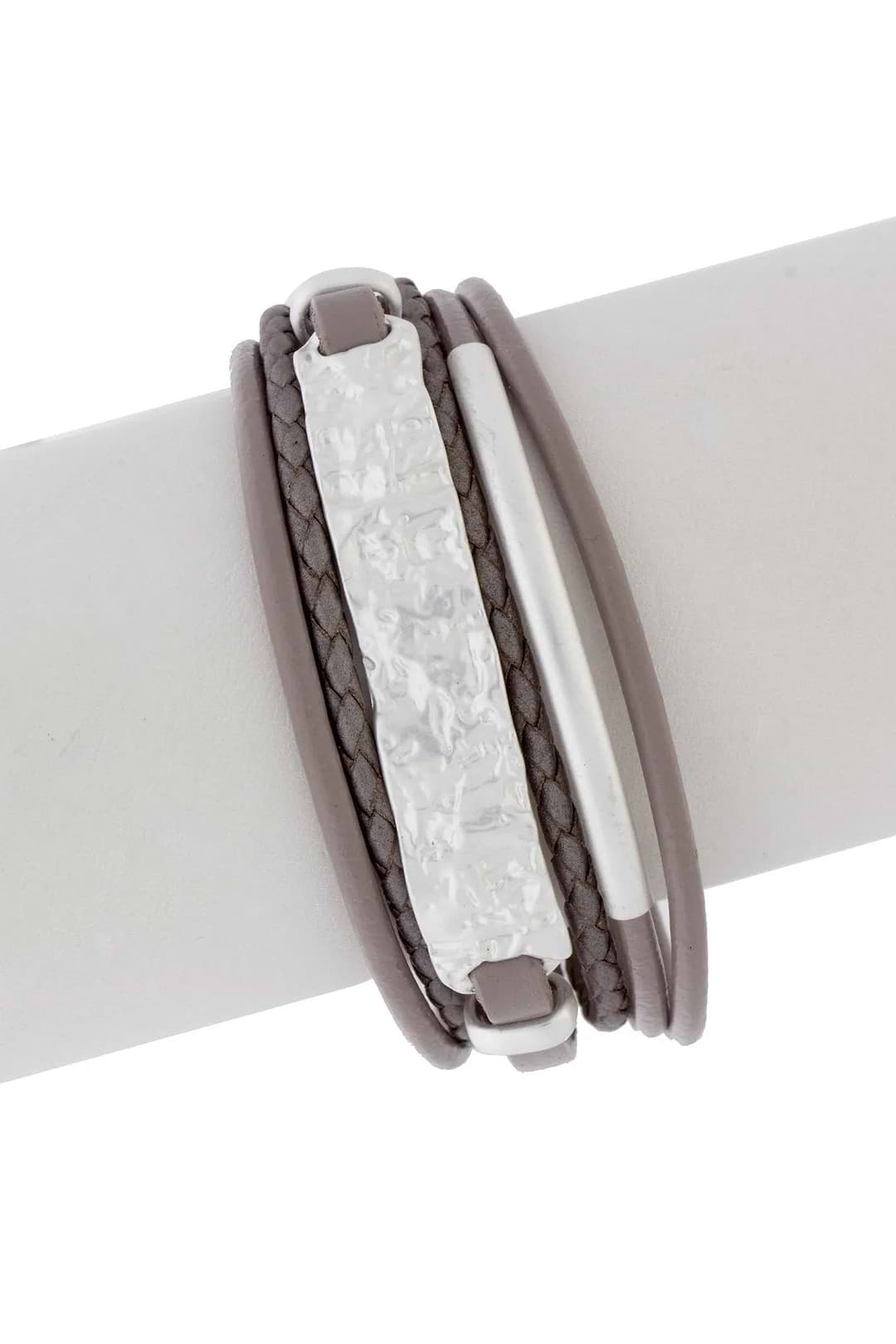 Unpaved Bar Leather Bracelet Rosy Brown