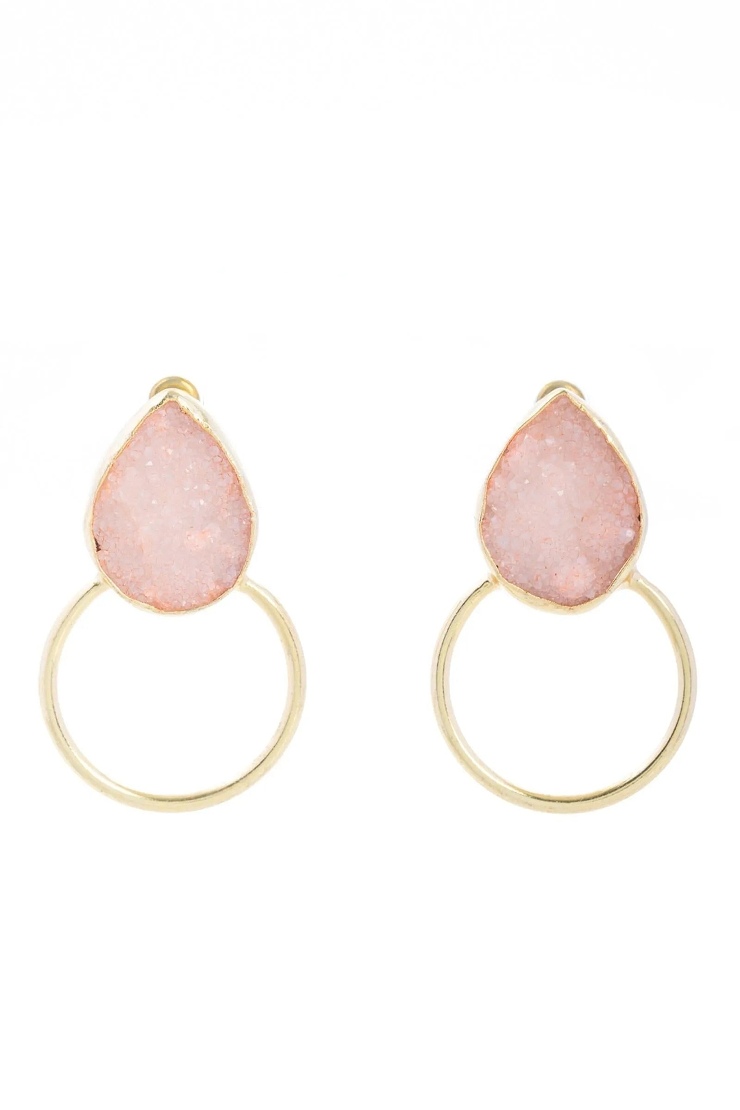 Druzy Adorned Hoop Earrings Lavender Blush