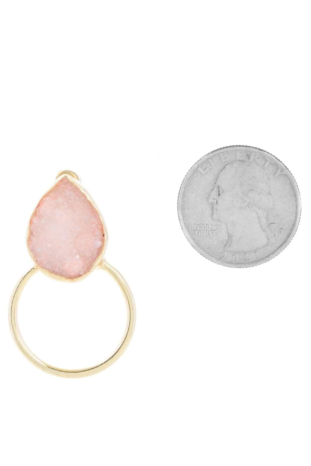 Druzy Adorned Hoop Earrings Lavender Blush