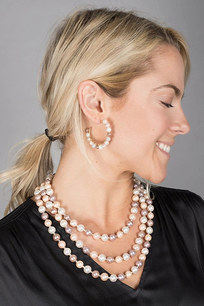 Three Layer Pearl Necklace Misty Rose