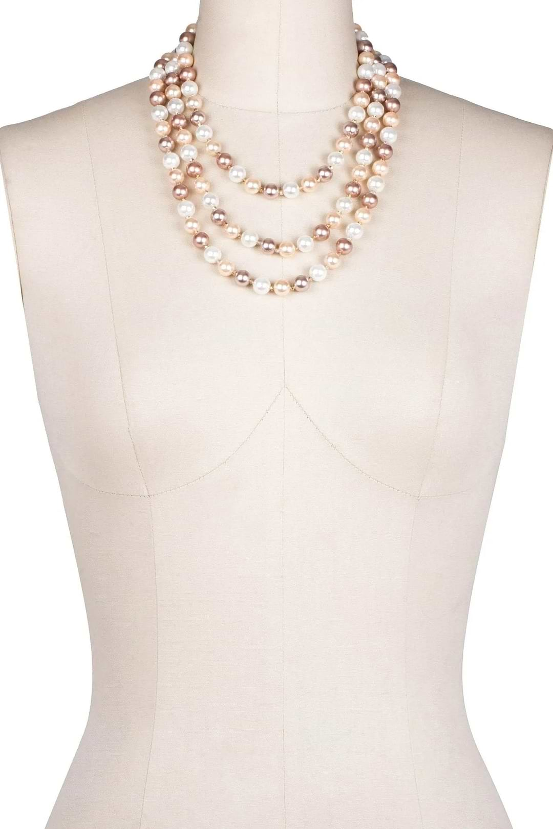 Three Layer Pearl Necklace Misty Rose