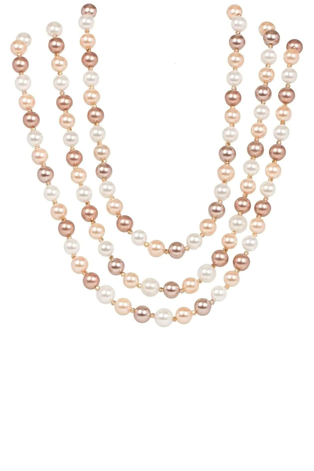 Three Layer Pearl Necklace Misty Rose