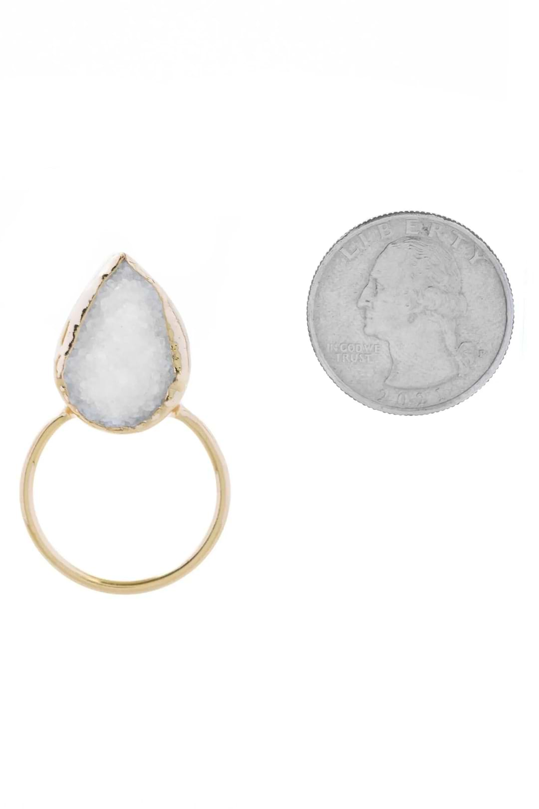 Druzy Adorned Hoop Earrings White