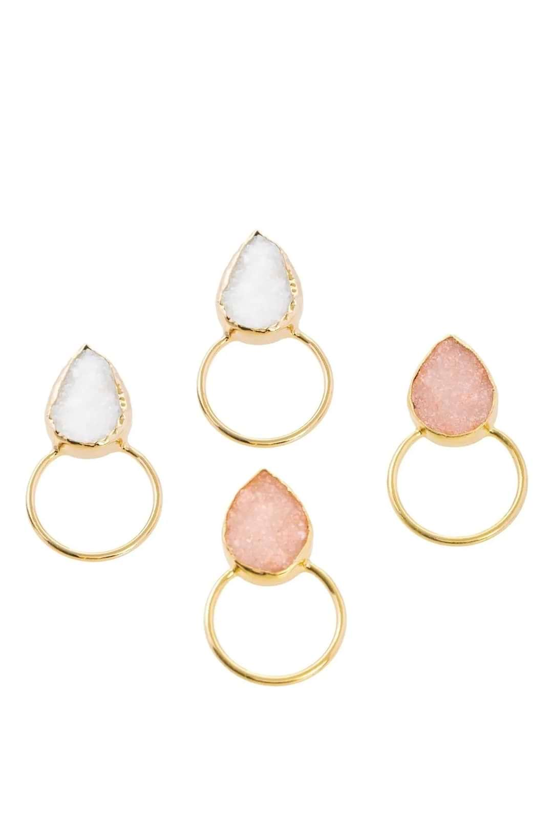 Druzy Adorned Hoop Earrings - SAACHI