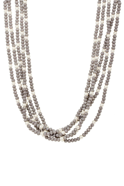 Short Layered Crystal Pearl Necklace