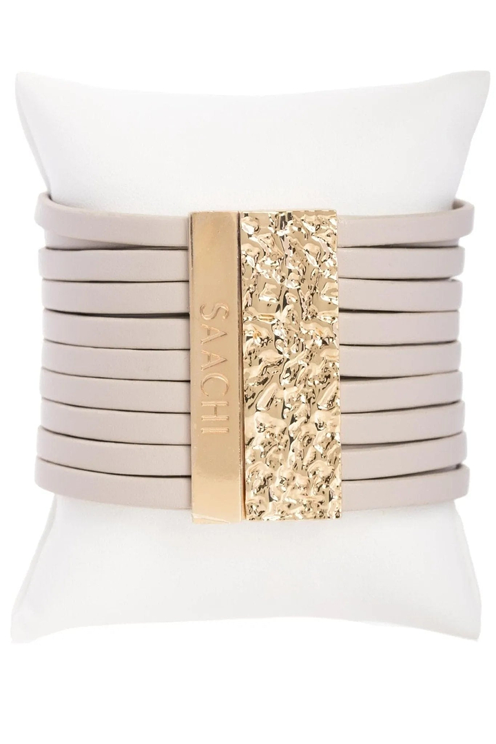Multi-Strand Vegan Leather Bracelet Linen