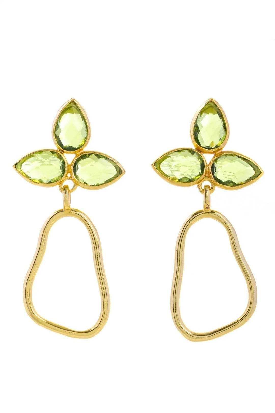 Abstract Triplicity Pear Dangle Earrings Light Green