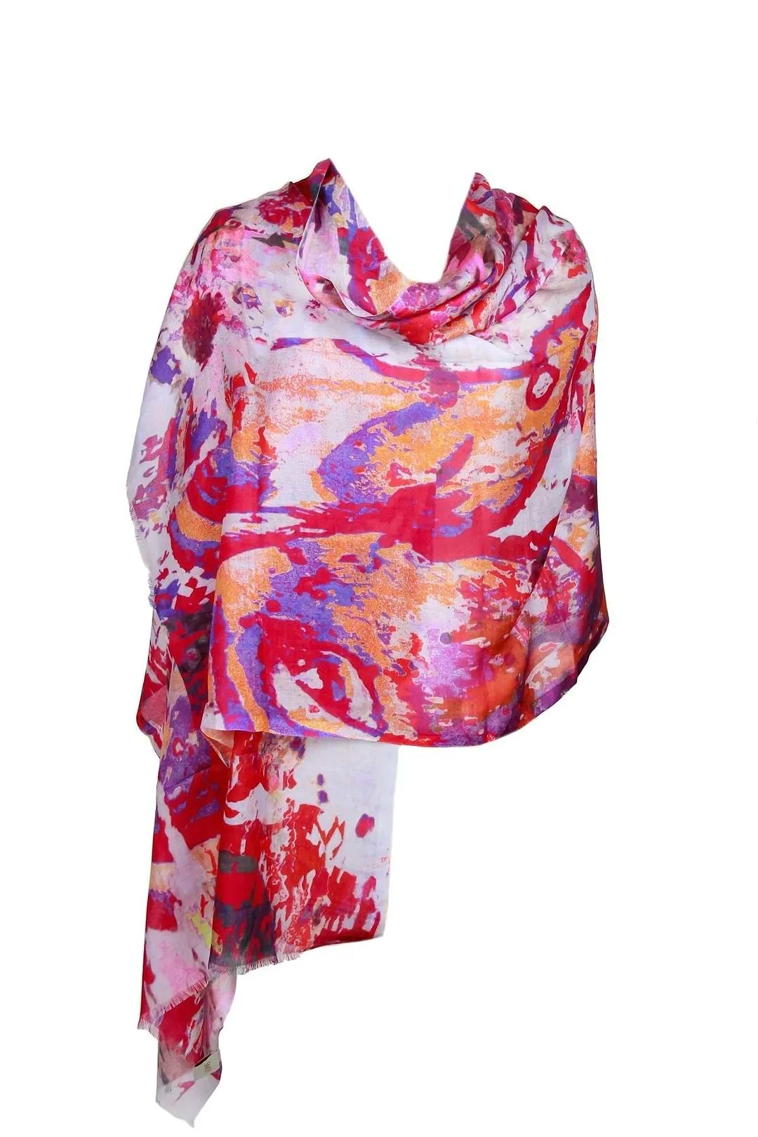 Splatter Colored Scarf Deep Pink