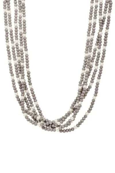 Short Crystal Pearl Necklace Grey