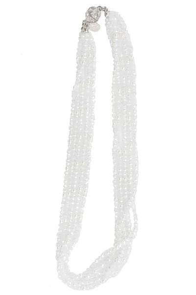 Short Crystal Pearl Necklace White