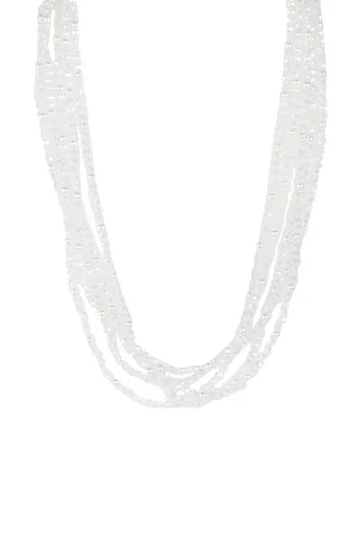 Short Crystal Pearl Necklace White