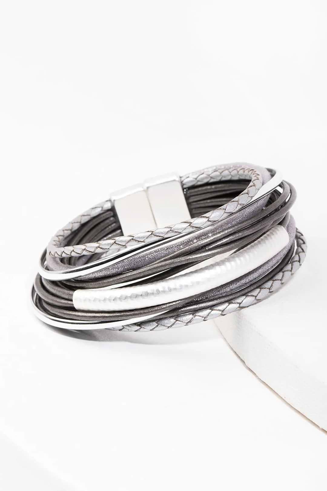 Sophisticated Layered Strand Bracelet Silver