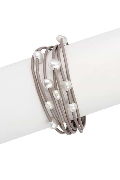 Celeste Multi Strand Beaded Bracelet Light Gray