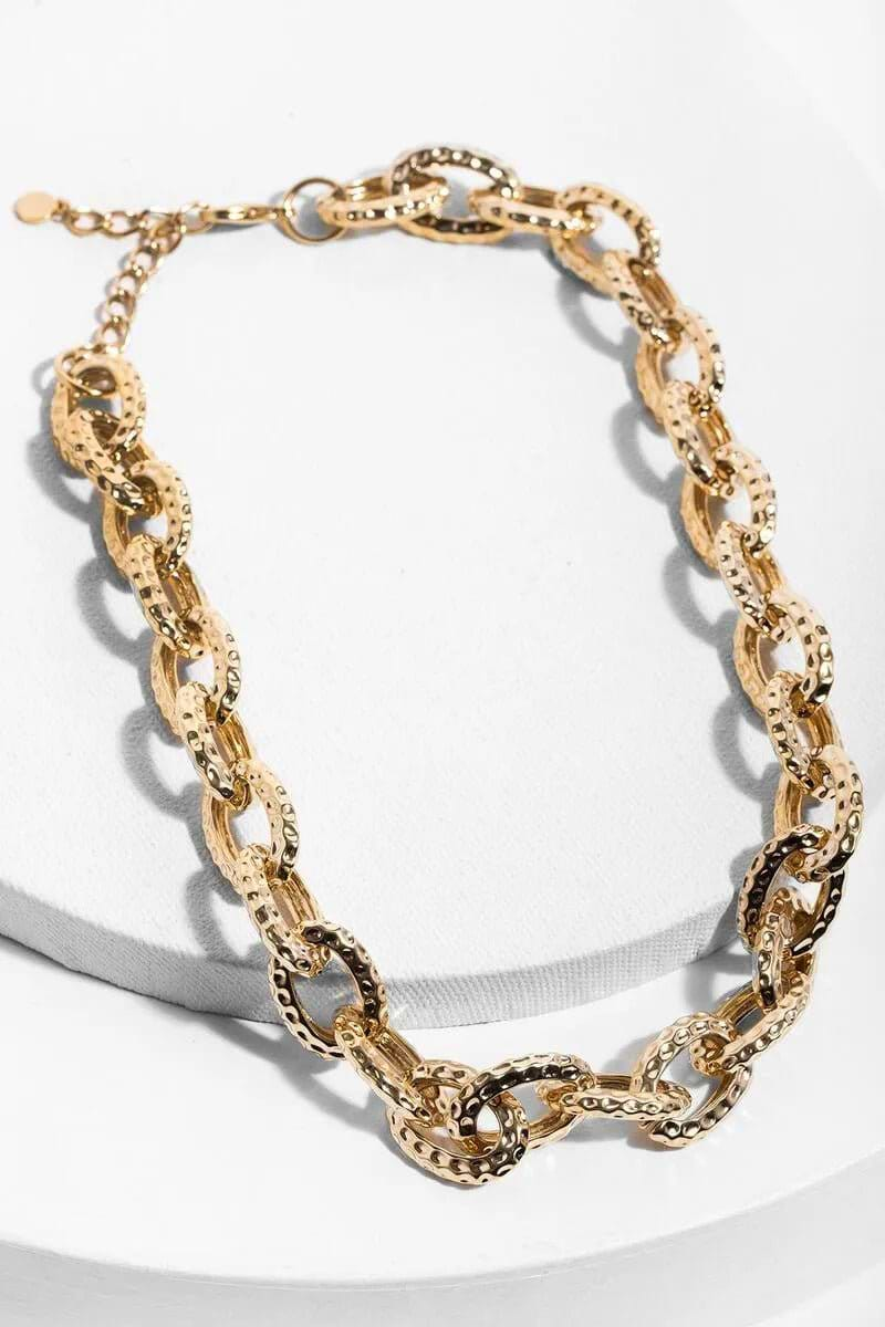 Hammered Chain Necklace Gold