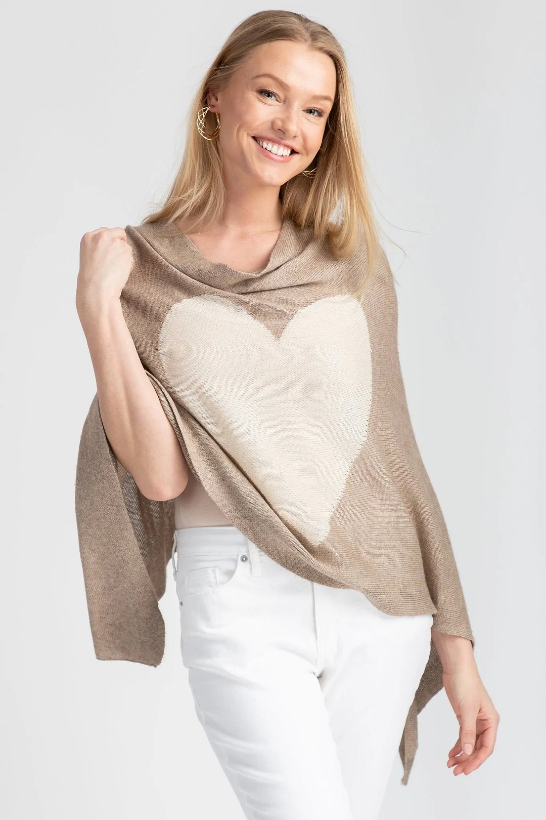 Heart Cashmere and Silk Poncho Linen