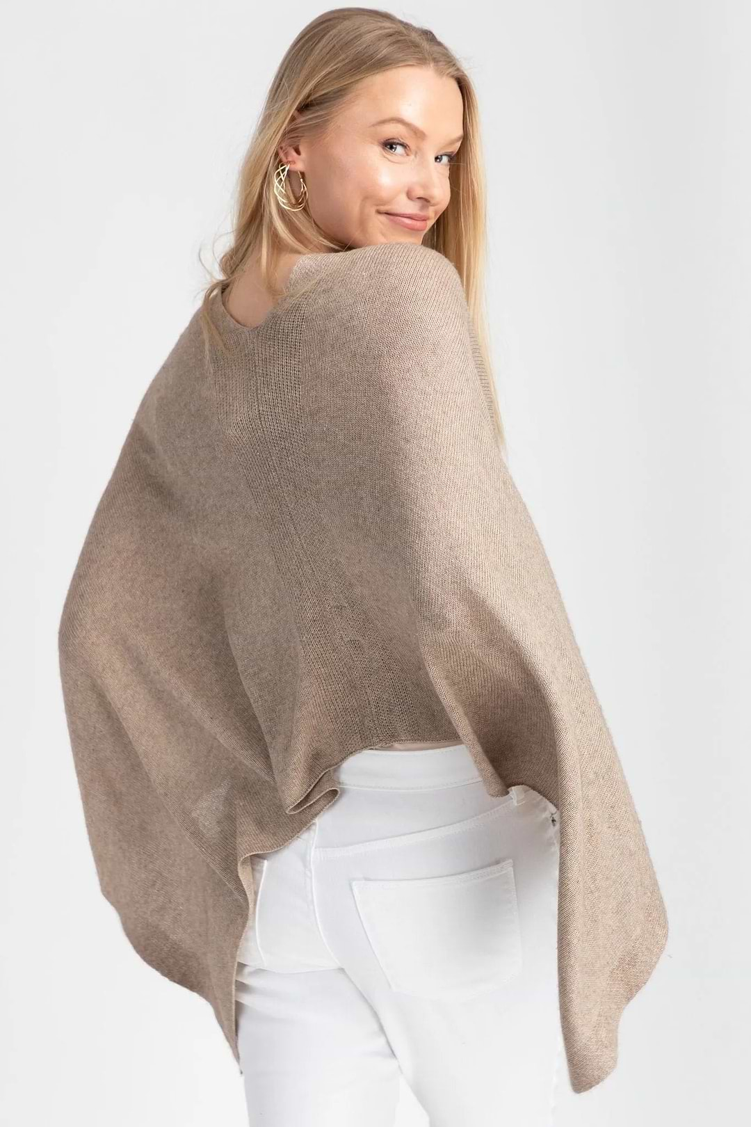 Heart Cashmere and Silk Poncho Linen