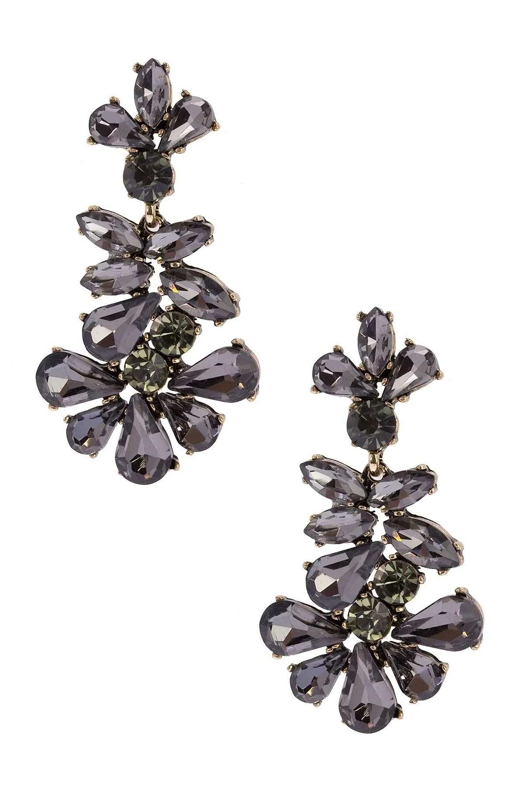 Crystal Clear Chandelier Earrings Grey