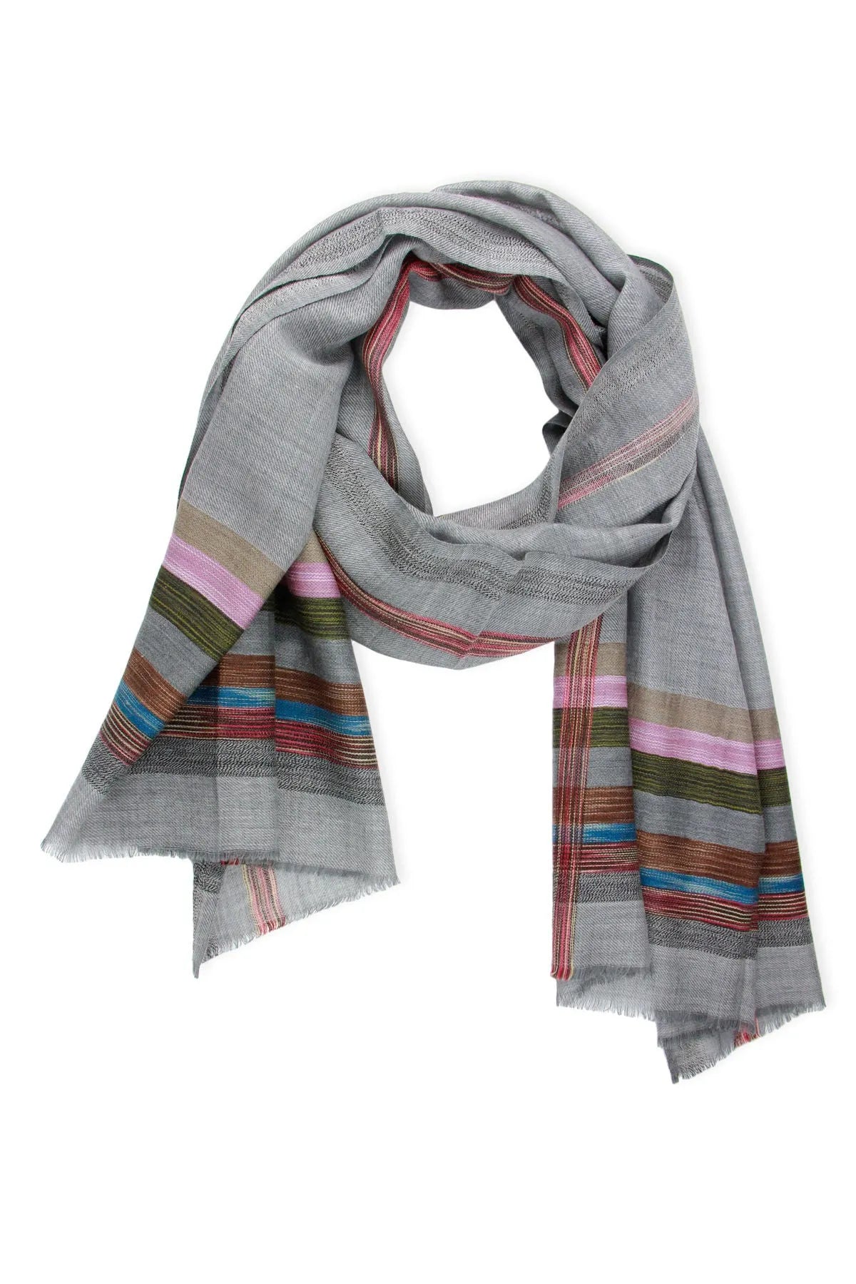 Plaid Border Scarf Grey