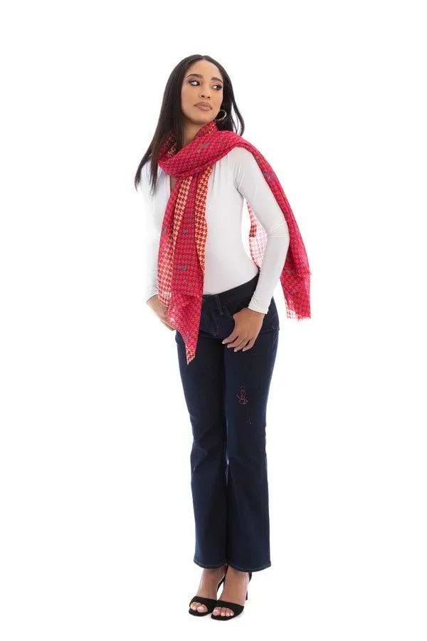 Fun Houndstooth Scarf Light Coral
