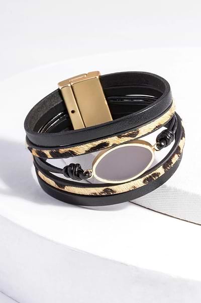 Perfectly Wild Leather Bracelet Black