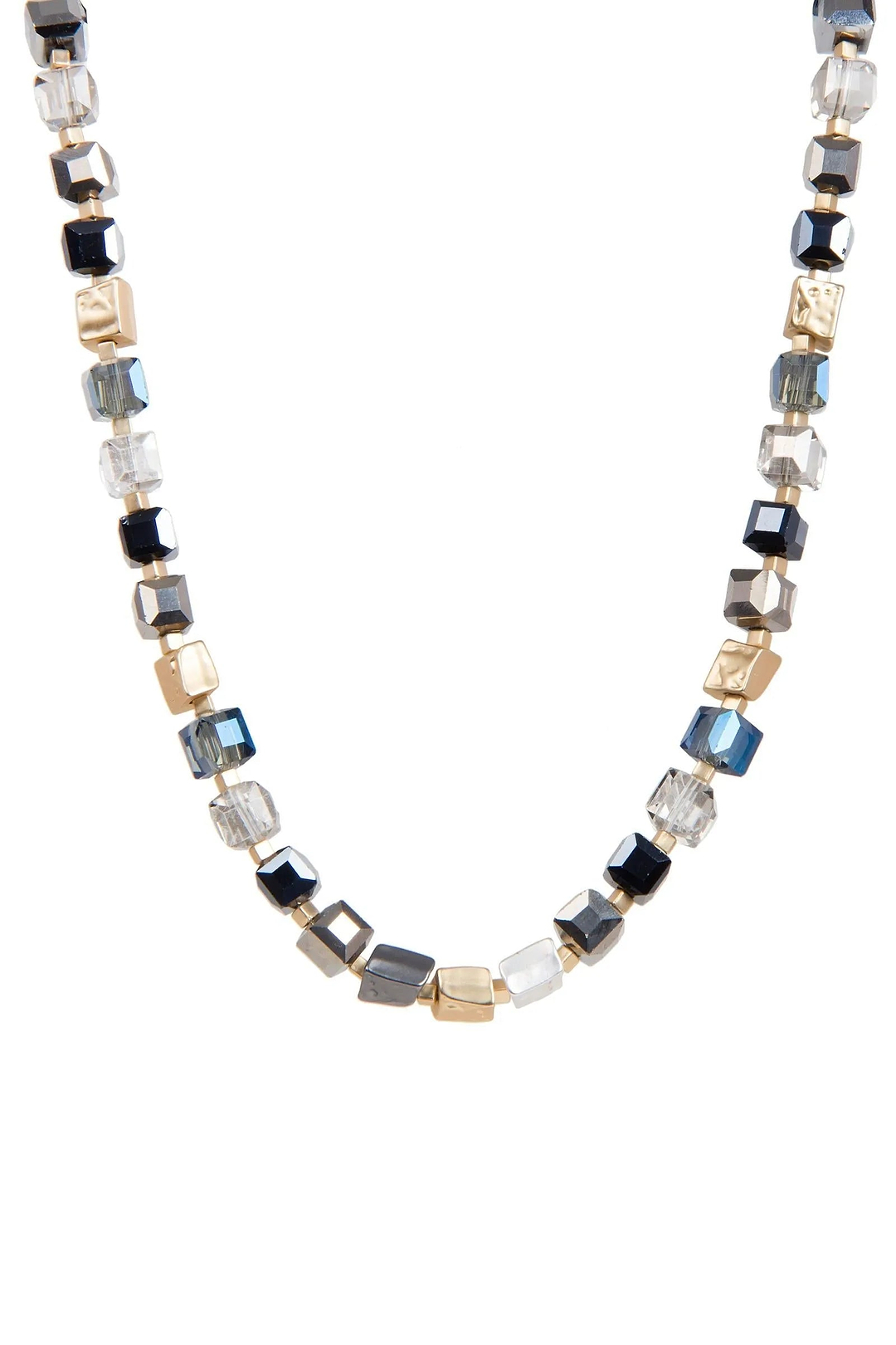 Faceted Bead and Stone Necklace Navy