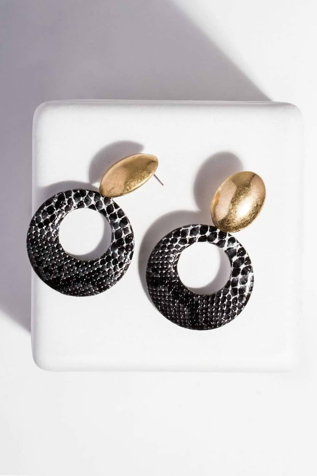 Serpent Statement Earring Black